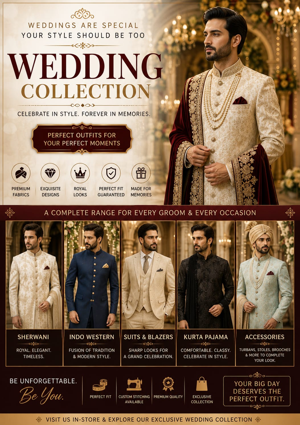 Designer wedding sherwani and blazers collection at Kalra Exclusive Bijnor